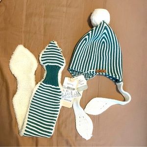 Agabang Hat & Scarf Set Green & White
